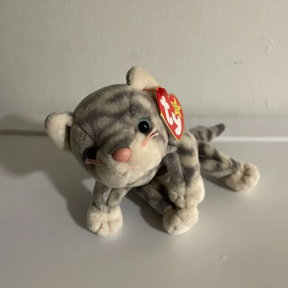 TY BEANIE BABY SILVER THE CAT 1999 PE FILLED PLUSH TOY NWT